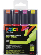 Marker POSCA PC-8K breit Keilspitze 8 mm - 4er Etui Neonfarben sortiert