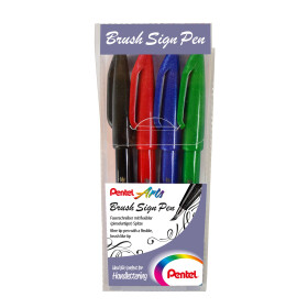 Kalligrafiestift Sign Pen Brush Set schwarz, rot, blau,...