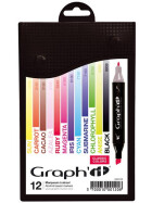 GRAPH'IT Marker mit Rund- / Keilspitze Alkohol-basiert, 12er Set  - Classic