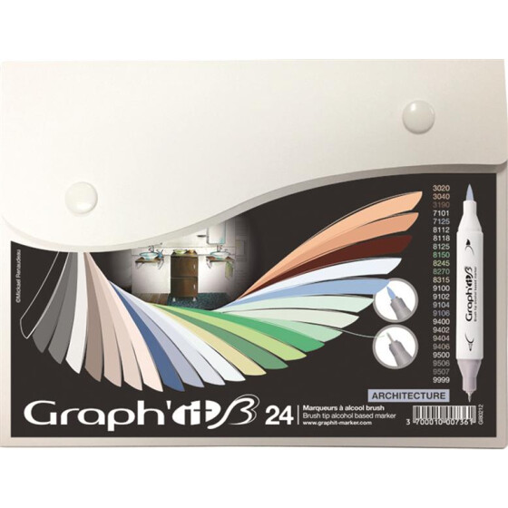 GRAPHIT Marker Brush & Extra Fine 24er Set - Architecture