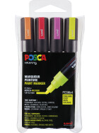 Marker POSCA PC-5M mittelfein Rundspitze 1,8-2,5 mm - 4er Set NEON-Farben sortiert