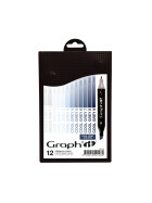 GRAPH'IT Marker mit Rund- / Keilspitze Alkohol-basiert, 12er Set Cool Greys