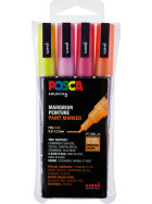 Marker POSCA PC-3M fein Rundspitze 0,9-1,3 mm - 4er Etui Glitter-Farben hell