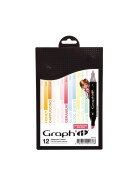 GRAPH'IT Marker mit Rund- / Keilspitze Alkohol-basiert, 12er Set Characters colo