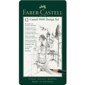 Bleistift Castell 9000 - 5B-5H, 12er Design Metalletui