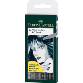 Tuschestift PITT® Artist Pen Soft Brush 6x - 4xkaltgrau, indigo dunkel, schwarz