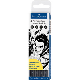 Tuschestift PITT® Artist Pen Manga 4er Etui schwarz XS / F /S / B - Farbe 199