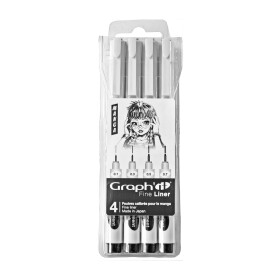 GRAPHIT Pouch of 4 Fine liners MANGA (005 0.2 0.7 0.8)