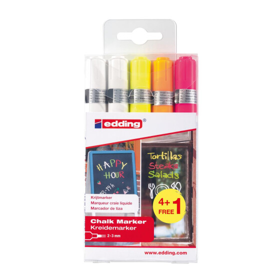 Kreidemarker e-4095 Rundspitze 2-3mm BTS-Promo - (4+1)