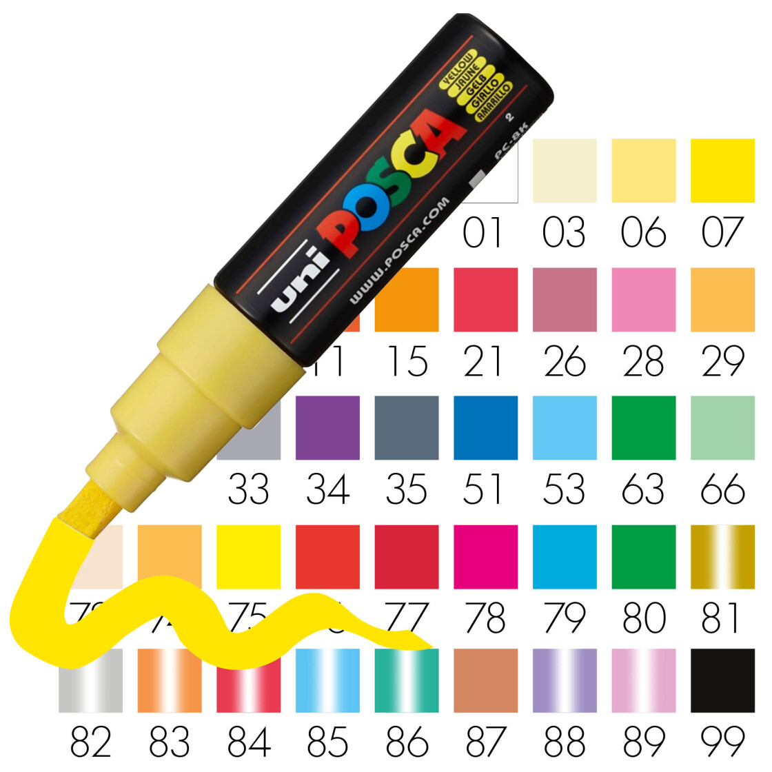 Posca Marker-Set PC-5M mittelfeine Rundspitze - 8er Etui Metallic Farben