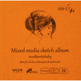 Skizzenblock Authentic 9x9 cm, Mixed Media Papier, 32 Blatt, 200 g/qm