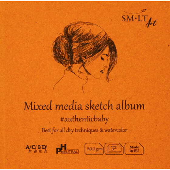Skizzenbuch Authentic 14x14 cm, Mixed Media Papier, 32 Blatt, 200 g/qm