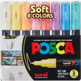 Marker POSCA PC-1MC extra-fein konische Spitze 0,7 mm - 8er Set Pastell sortiert