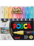 Marker POSCA PC-5M mittelfein Rundspitze 1,8-2,5 mm - 8er Etui Pastellfarben sortiert