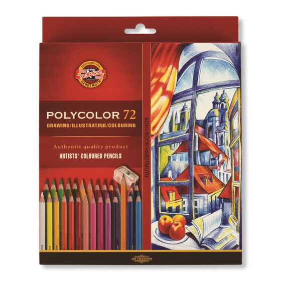 Polycolor- Künstlerfarbstifte 72er Pack inklusive 2 Anspitzer u. 3 Graphitstifte
