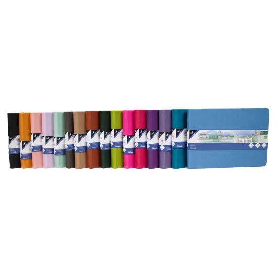 Skizzenbuch A5 quer - 160 Seiten, 140 g/qm, Hardcover, Gummiband - 16 Farben