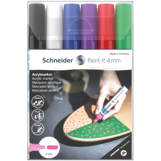 Acrylmarker Paint-It 320 4mm - Set 1 6er Etui, farbig sortiert